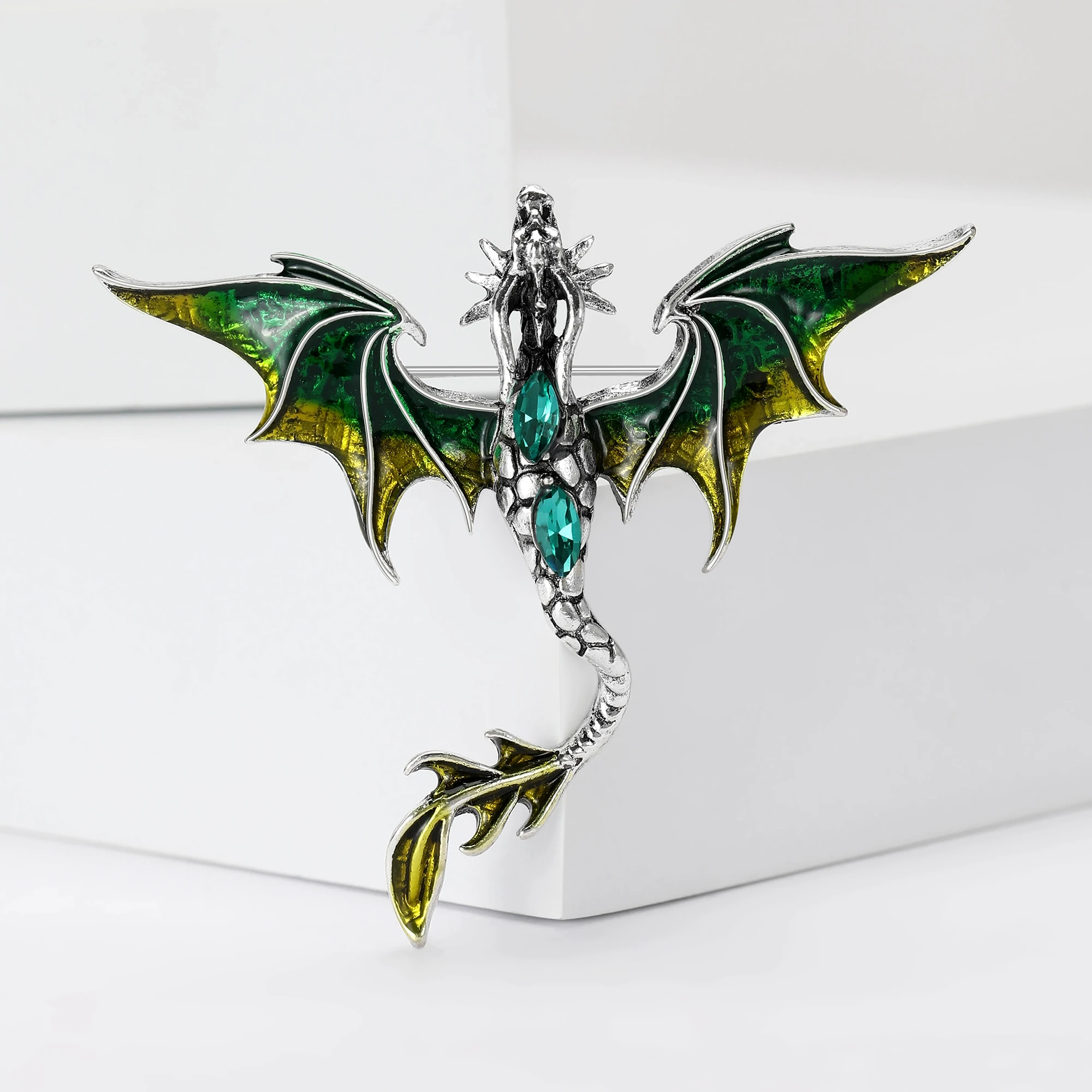 Trendy Enamel Flying Dragon Brooches for Women Unisex Animal Pins 4-color Available Office Party Accessories Gifts