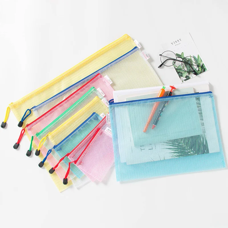 A3 A4 A5 A6 Grid Transparent Document Case Waterproof Paper Files Handbag with Zipper Pouch File Organizer Storage Stationery