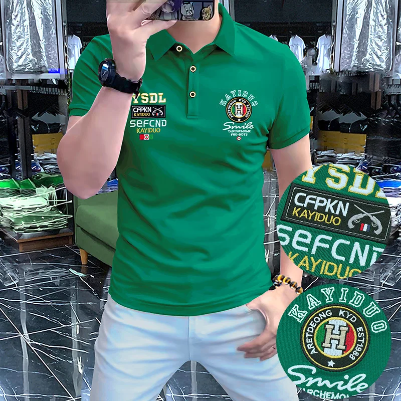 

Luxury Men's Lapel T-shirt Polo Luxury Embroidered Badge Logo Short Sleeved Tees Summer New Personalized Business Tend Clothing