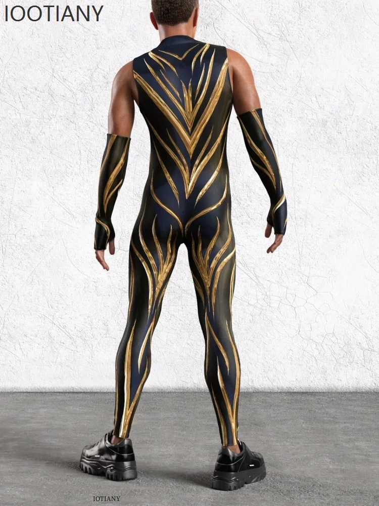 Косплей Хэллоуин Новые мужские 3D принт стимпанк красочные перчатки боди праздничная вечеринка сценический ролевой костюм для выступлений Zent