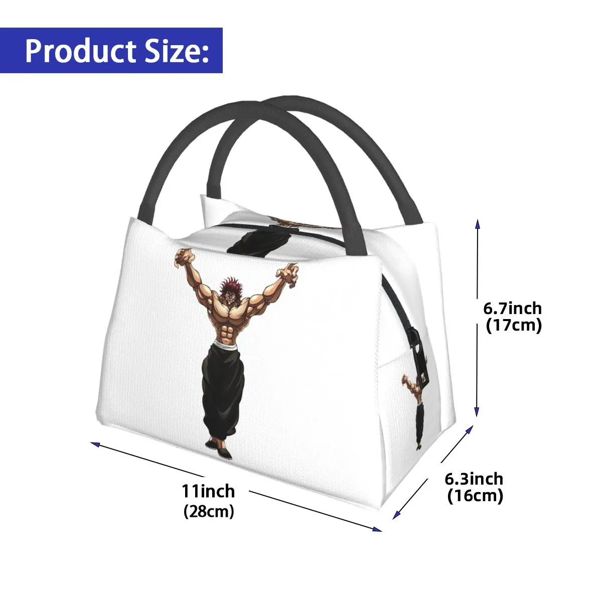 Yujiro Baki Hanma Grappler Fight Lunch Bag for School Picnic Storage Food Boxes Container Cooler Thermal Lunch Box Tote