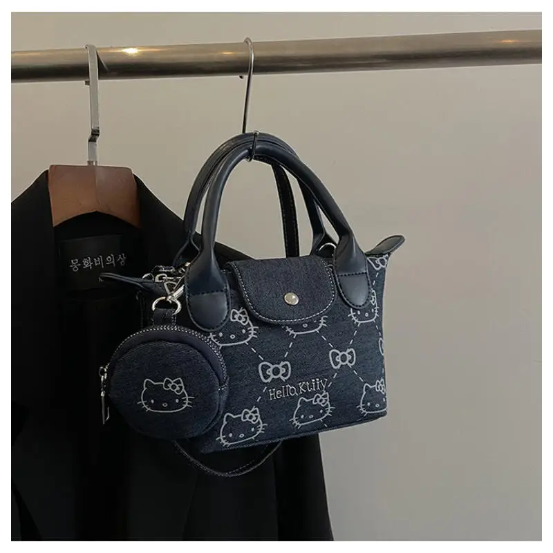 Kawaii مرحبا كيتي الدنيم محفظة لطيف الكرتون شخصية الكتف حقيبة ساعي دائم سستة جيب النساء الفتيات هدية