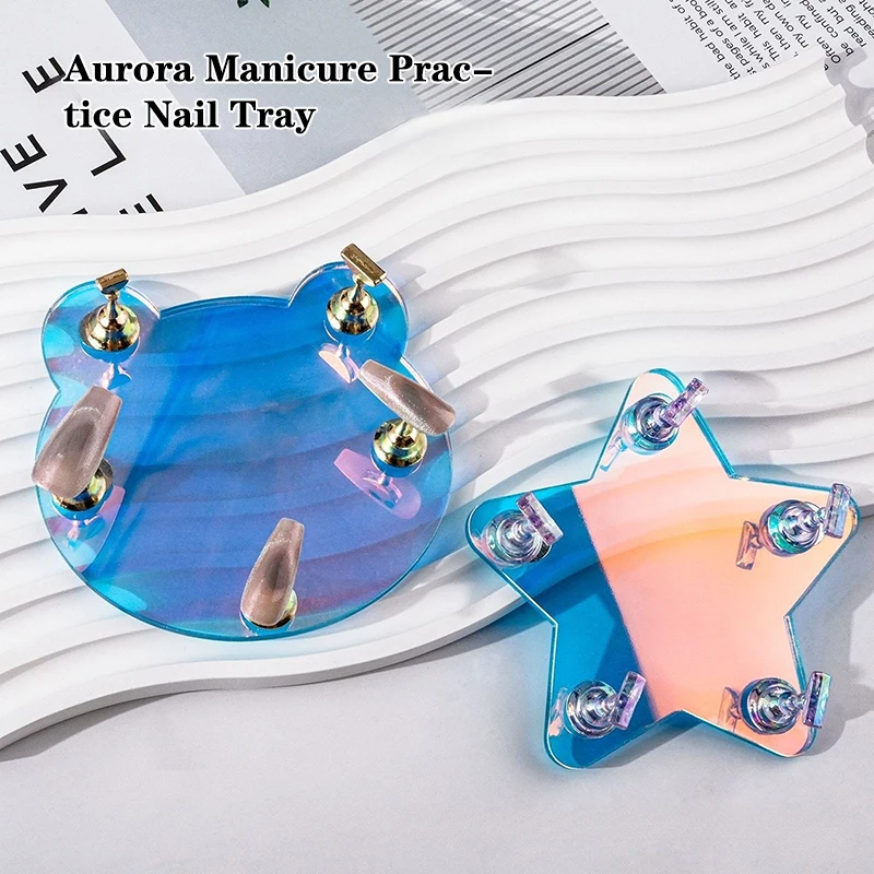 Soporte para uñas con forma de pentagrama para prensa de uñas, estantes de resina Aurora para mostrar uñas, soporte magnético, herramientas organizadoras de manicura