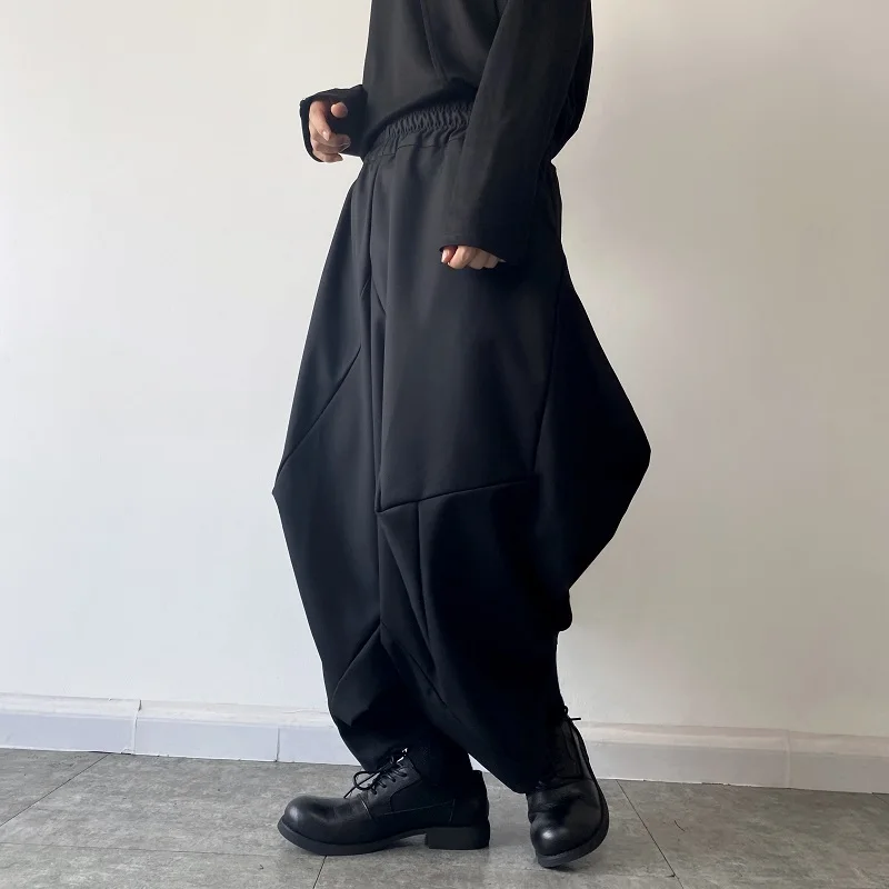 

Retro k Sle Loose Fit Personali Large Crotch Pants Nine-Tenths Splicing 3D Harlan Faionable Casual Trousers for Youth