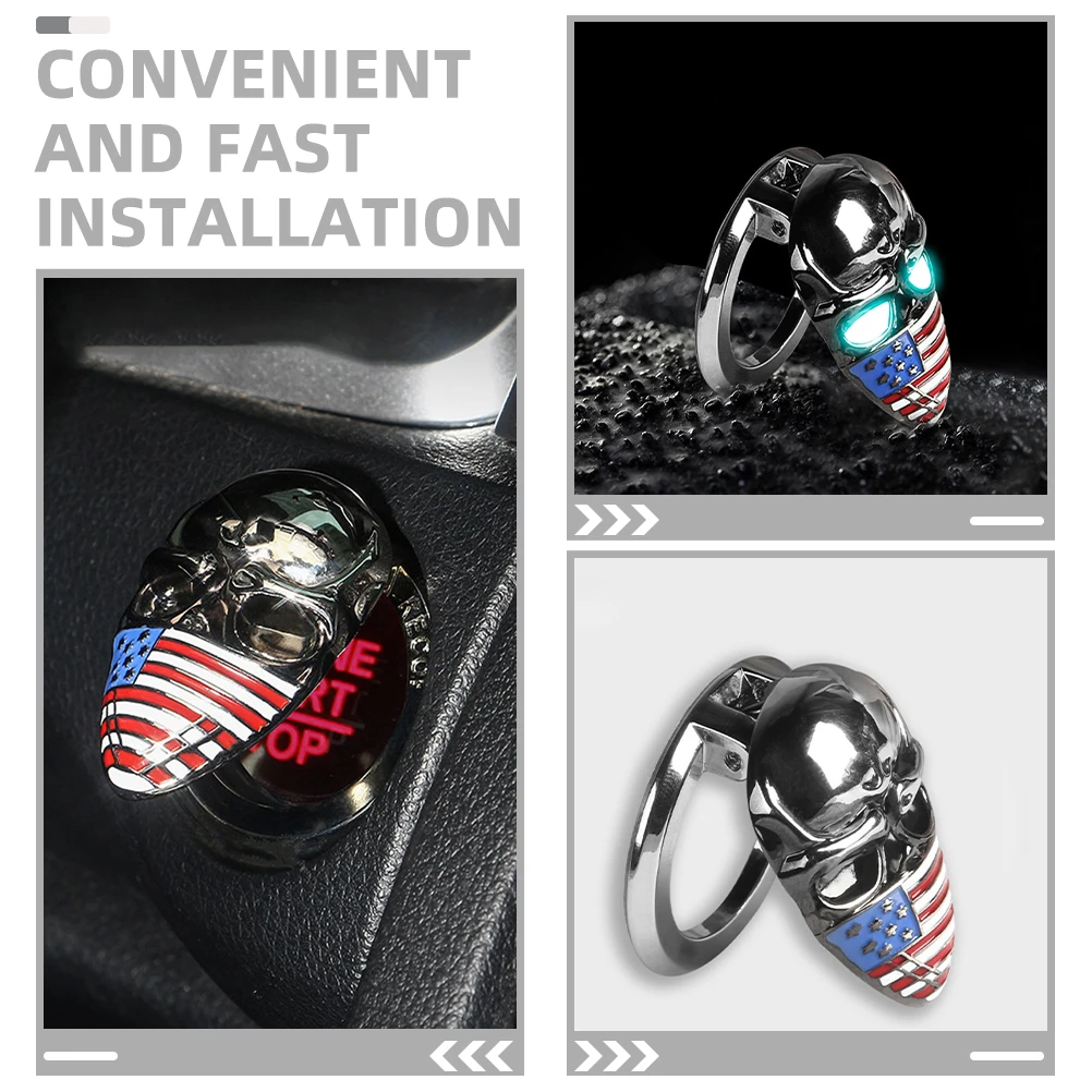 

Car Ignition Button Cover Stylish Skull Durable Metal Easy Installation Universal Resistant Strong Load Start Stop