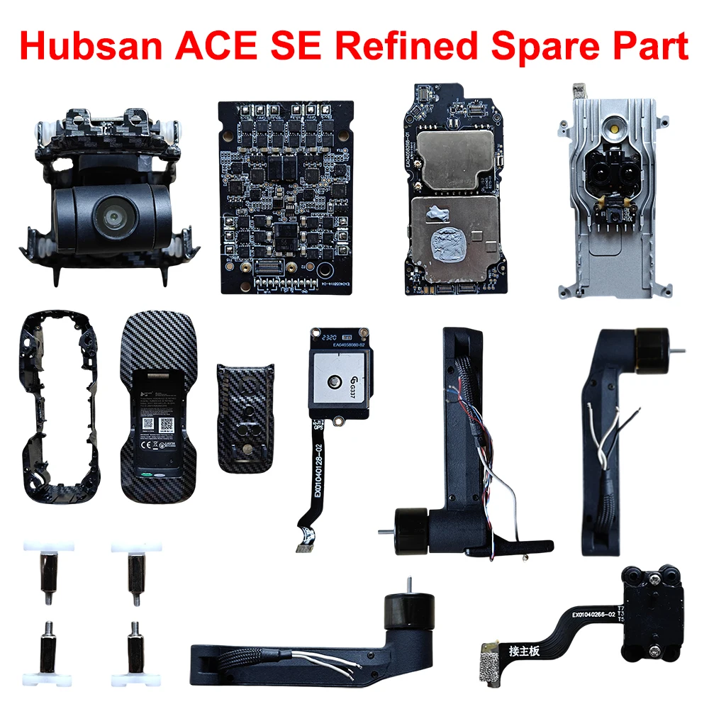 Hubsan ACE SE-piezas de repuesto para drones RC refinadas, receptor de carcasa superior inferior, hélice GPS, Chipset de vídeo, Motor de brazo de cámara cardán de 3 ejes