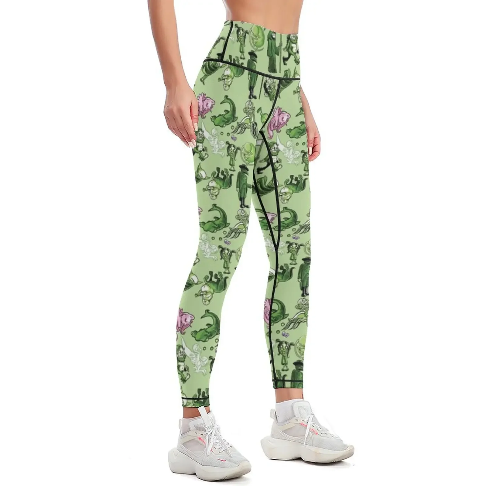 There's a Zombie in the Basement Endsheet Pattern Leggings flared Sweatpants sporty woman gym Womens Leggings