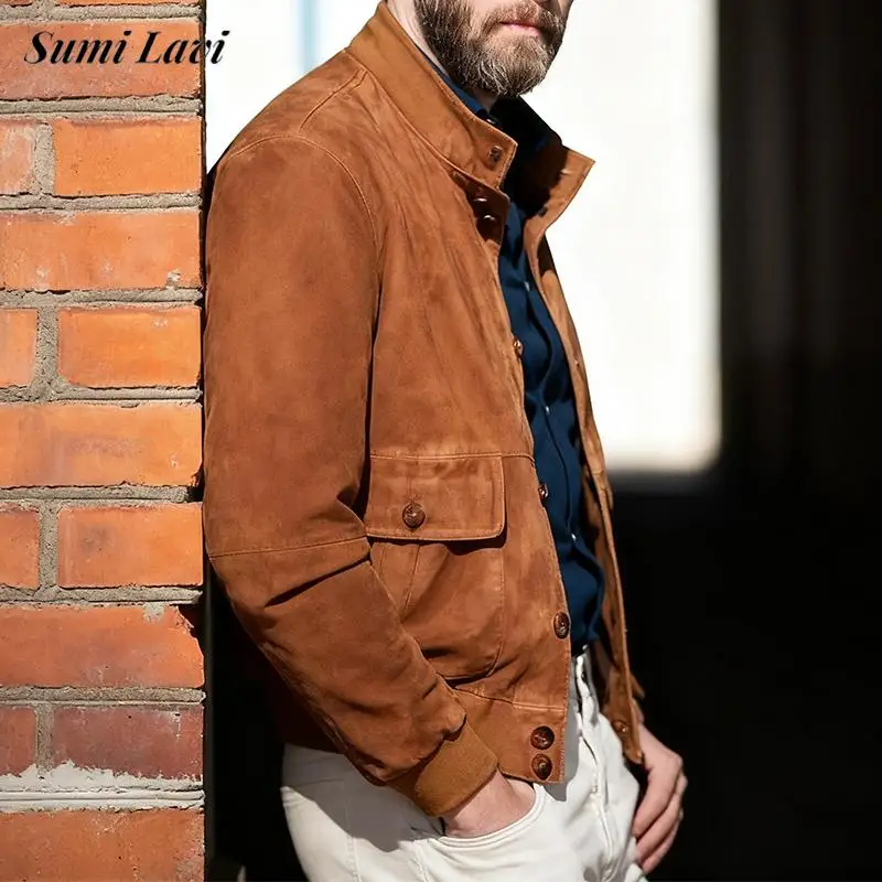 Streetwear Men's Casual Jacket Coat Spring Autumn Vintage Button-up Lapel Cardigan Tops Men Trendy Solid Color Jackets