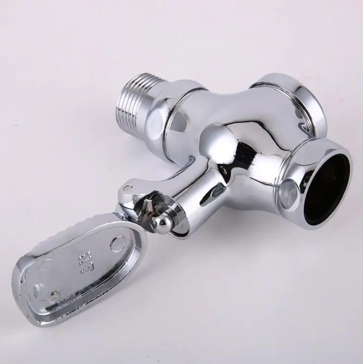 Foot-pressing type public toilet / WC flush valve, 1 Inch Copper stool flushing valve, Urinal flush valve chrome plated