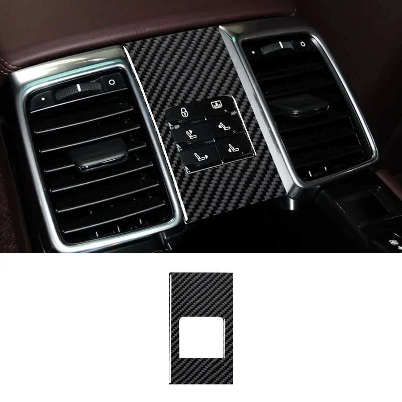 Rear Seat Regulate Panel Cover Trim Sticker Real Carbon Fiber Sticker For Porsche Panamera 2010-2016 Auto Accessories