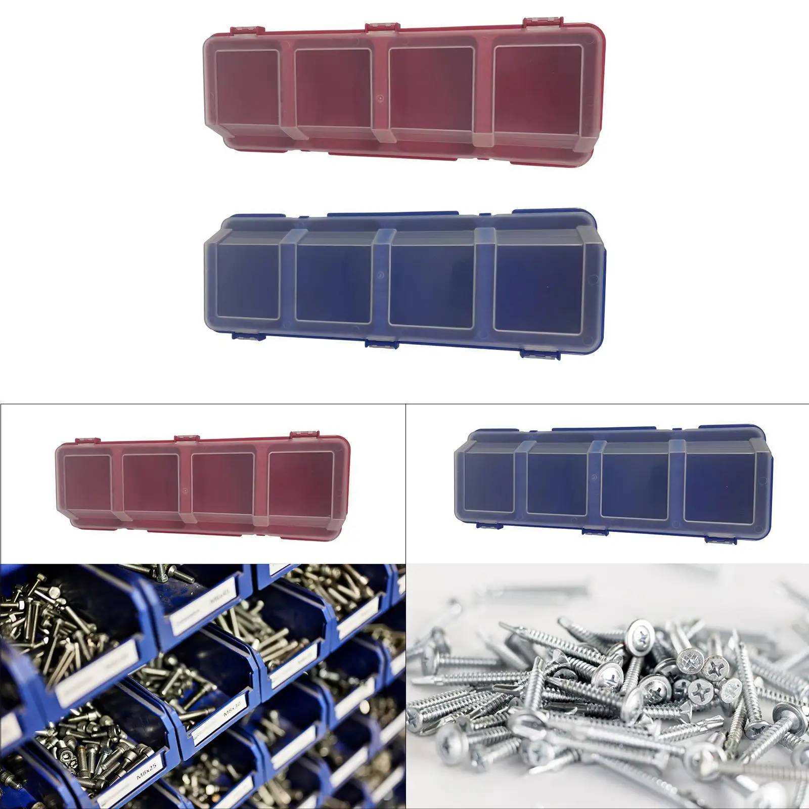 Hardware Tool Box Organizer Tool Box Storage Bin 4 Compartments for Accessories