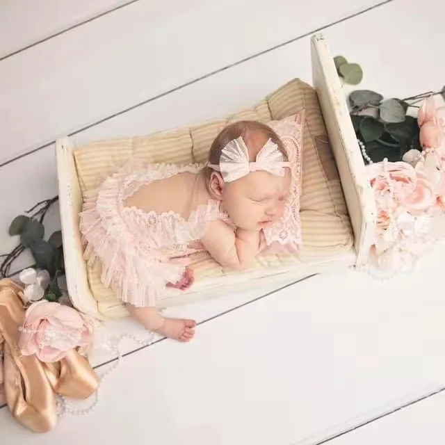 Baby Meisje Jurk Pasgeboren Fotografie Outfit Kant Romper Prinses Fotoschieten Kleding