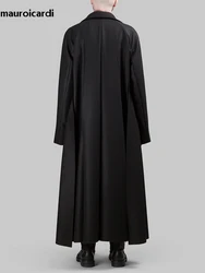Mauroicardi Autumn Winter Extra Long Black Oversized Soft Wool & Blends Coat Men Single Breasted Luxury Designer Fashion 2023