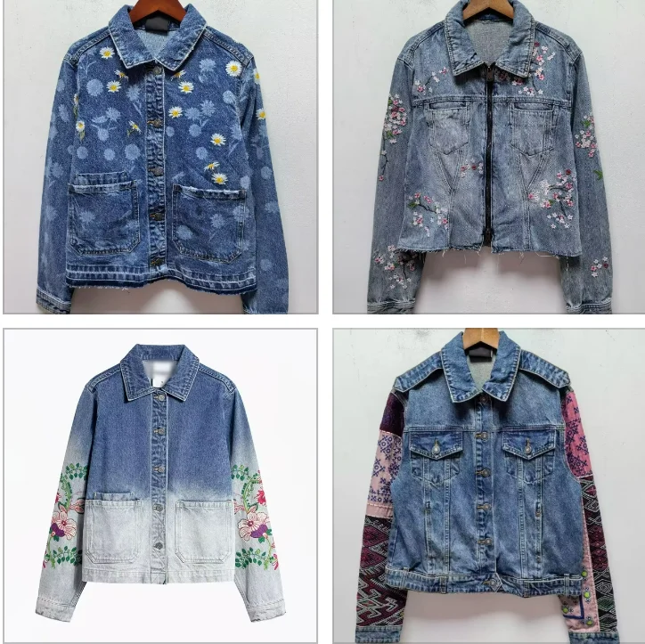 Foreign trade Spain new fashionable all-match loose flower embroidery short style women's coat