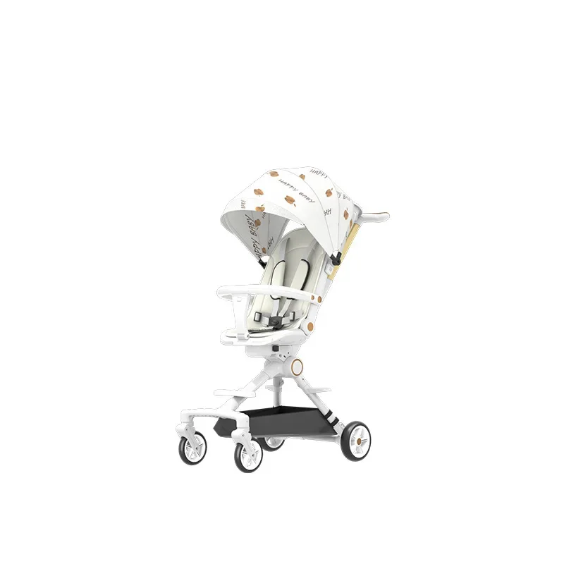 High Landscape Stroller Lightweight Foldable Walking Stroller Newborn Baby Two-way Swivel Seat Four-wheeled Baby Stroller