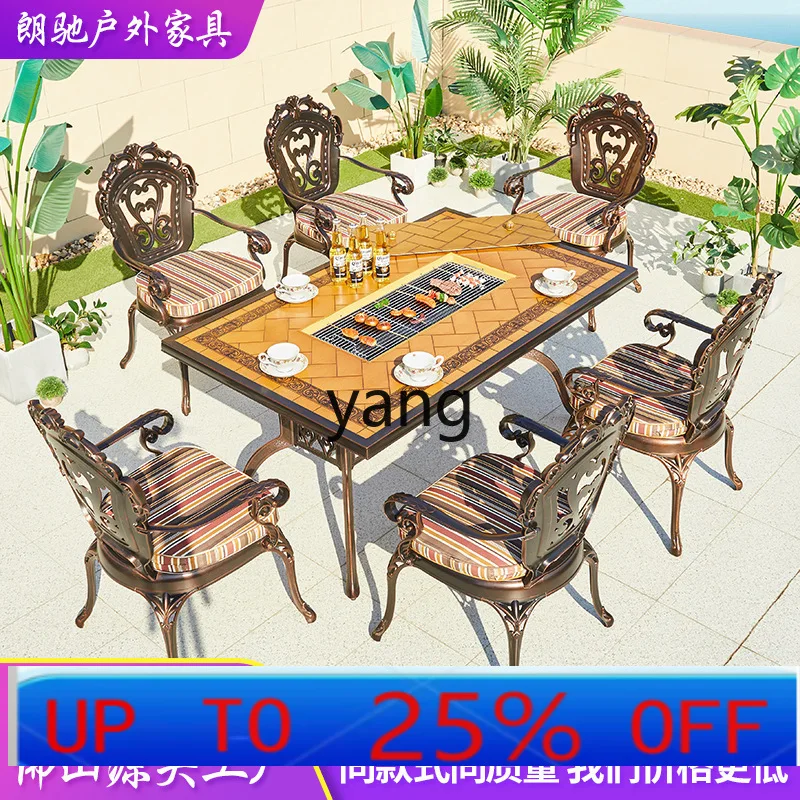 

LH outdoor leisure all-aluminum alloy tea table villa balcony courtyard five-piece cast aluminum tables and chairs