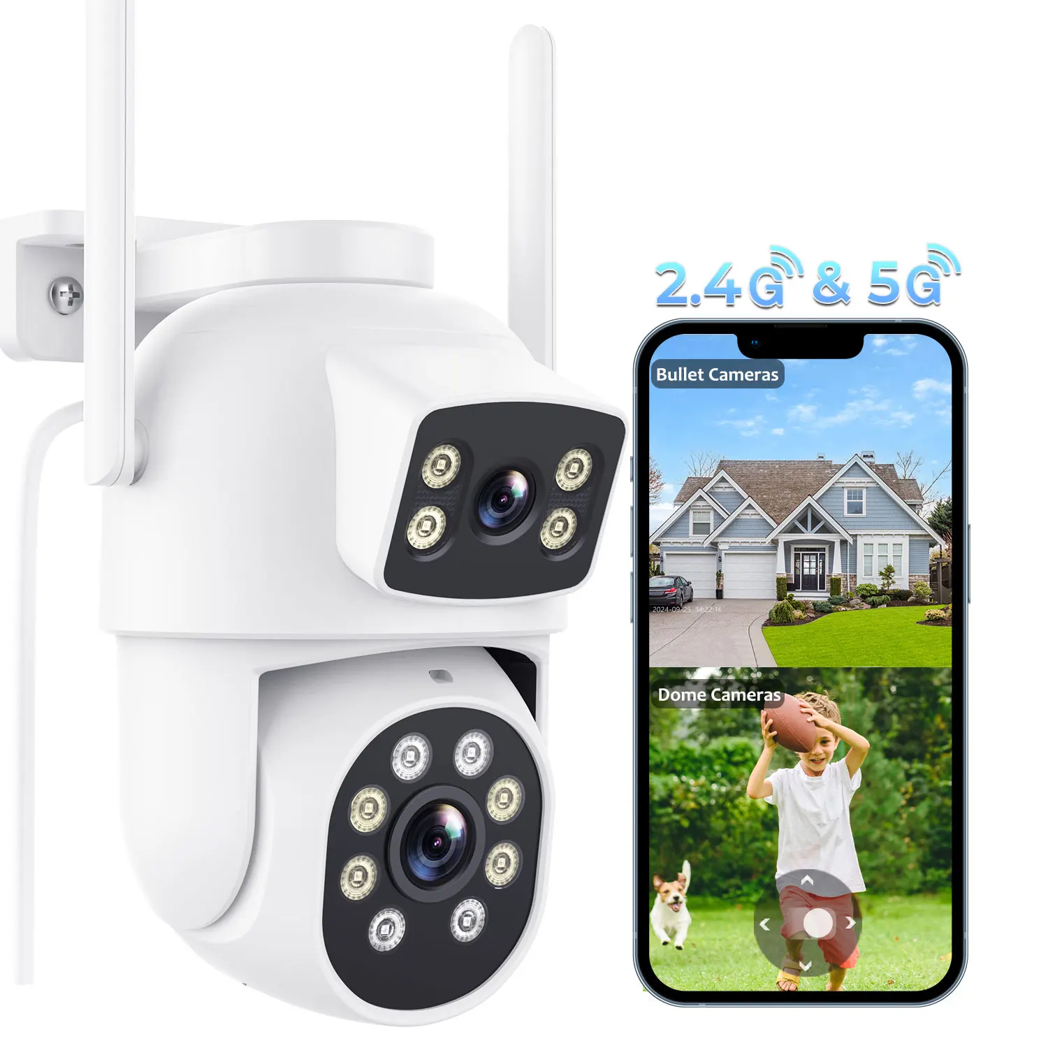PTZ Wifi IP Camera Dual Lens 10MP AI Human Detect ONVIF 5K 2.4G/5G WIFI Surveillance CCTV Cameras Security Protection O-Kam Pro