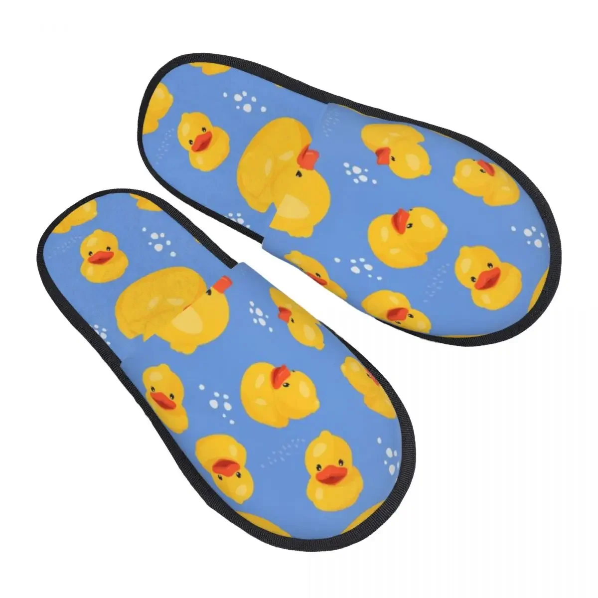 Yellow Duck Background Slipper For Women Men Fluffy Winter Warm Slippers Indoor Slippers