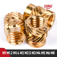 100/10 Pcs Hot Melt Thread Knurled Brass Heat Insert Nut  M1 M1.2 M1.4 M2 M2.5 M3 M4 M5 M6 M8 Copper Embedment Embed Parts Nuts