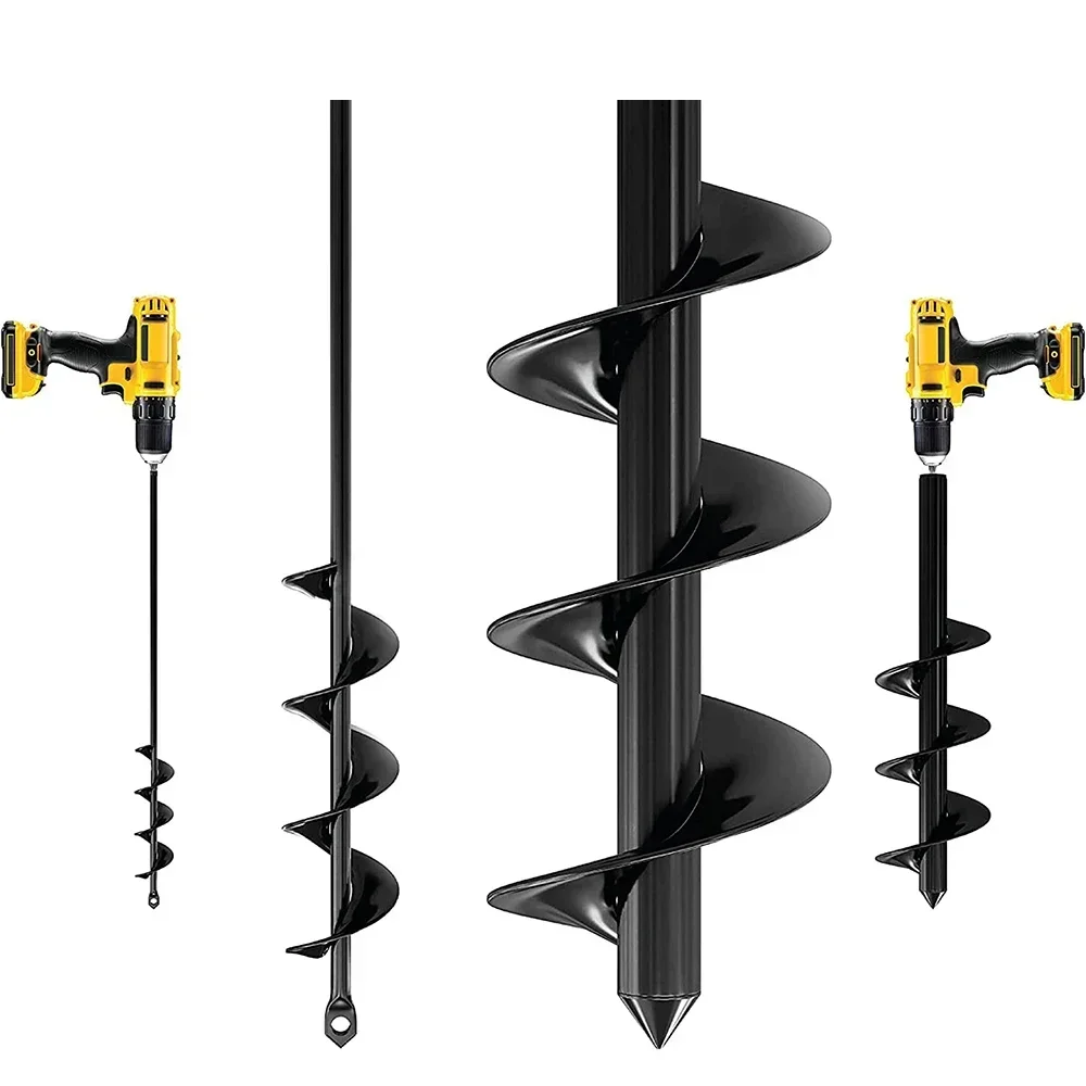 Garden Auger Spiral Drill Bit Flower Planter Bulb Shaft Twist Drill Auger Yard Garden Bedding Plant Hole Digger Loose Soil Tools
