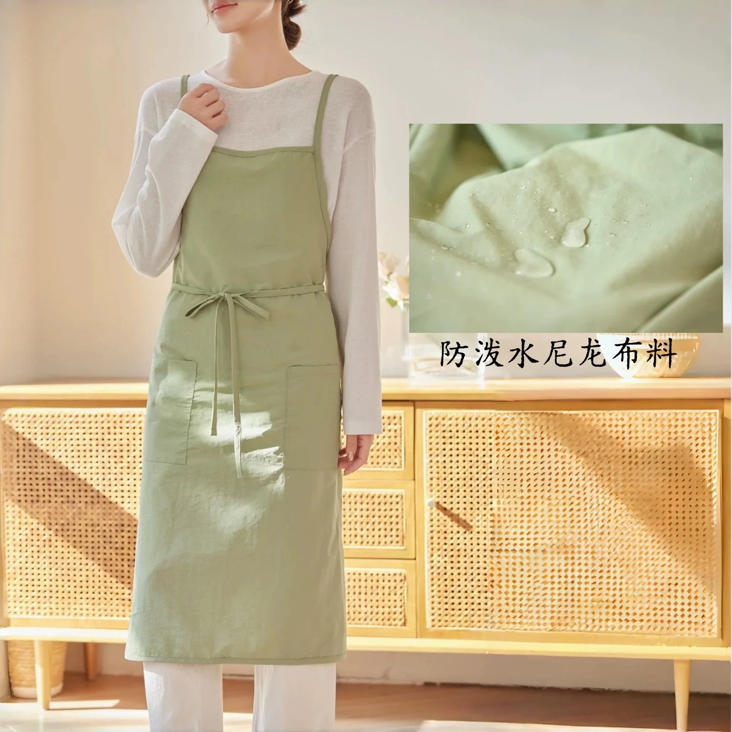 Korean Style Japanese Design Waterproof Oil-Resistant Kitchen Apron for Home Work Manicure Bread Flow Arrangement Milk Tea Shop