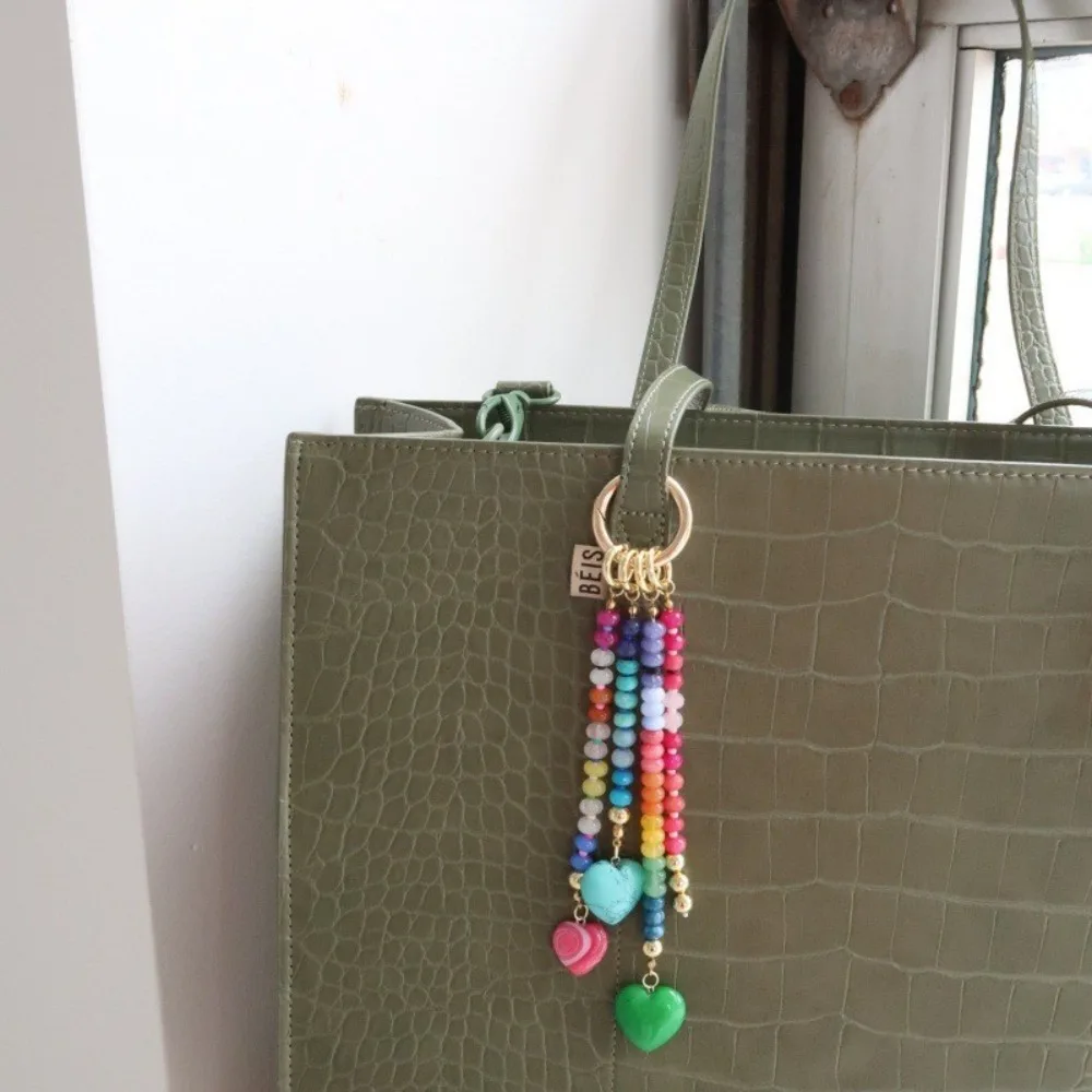 

Summer New Titanium Steel Bag Pendant Colorful Beaded Bag Hanging Keychain DIY Fashion Sweet Bag Accessories For Women