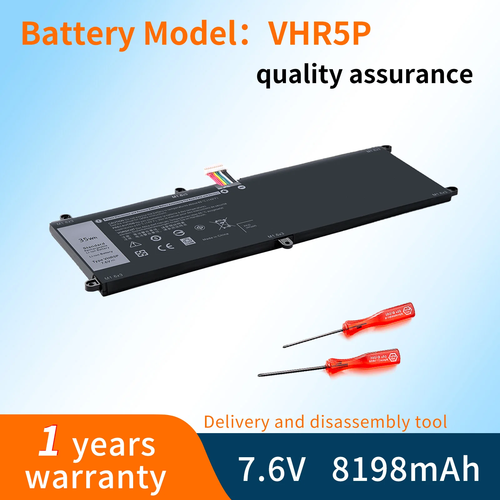 BVBH 7.6V 35Wh VHR5P Laptop Battery For DELL Latitude 11 5175 5179 Series Tablet XRHWG RHF3V 0RHF3V T04E001