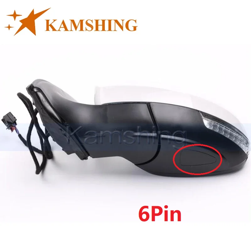 Kamshing 6/9/13Pin Unpainted For Tiguan 2010-2016 Car Outside Rear View Mirror Side Mirror Reversing Rearview Mirror Assembly