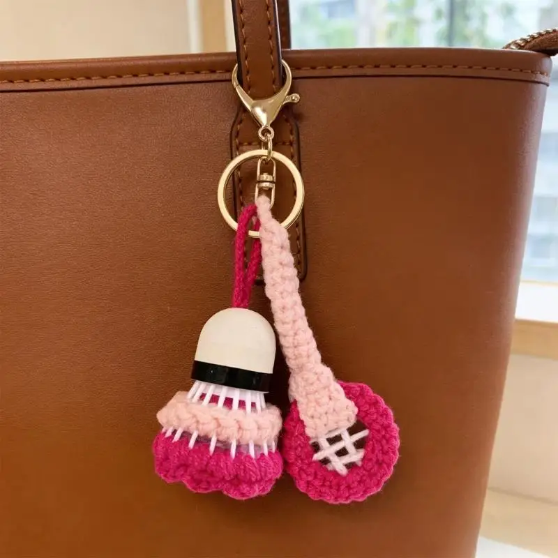 A52E Sports Crochet Chain for Badminton Fan with Unique Racket Design Handmade for Keys Backpacks Fashion Statement