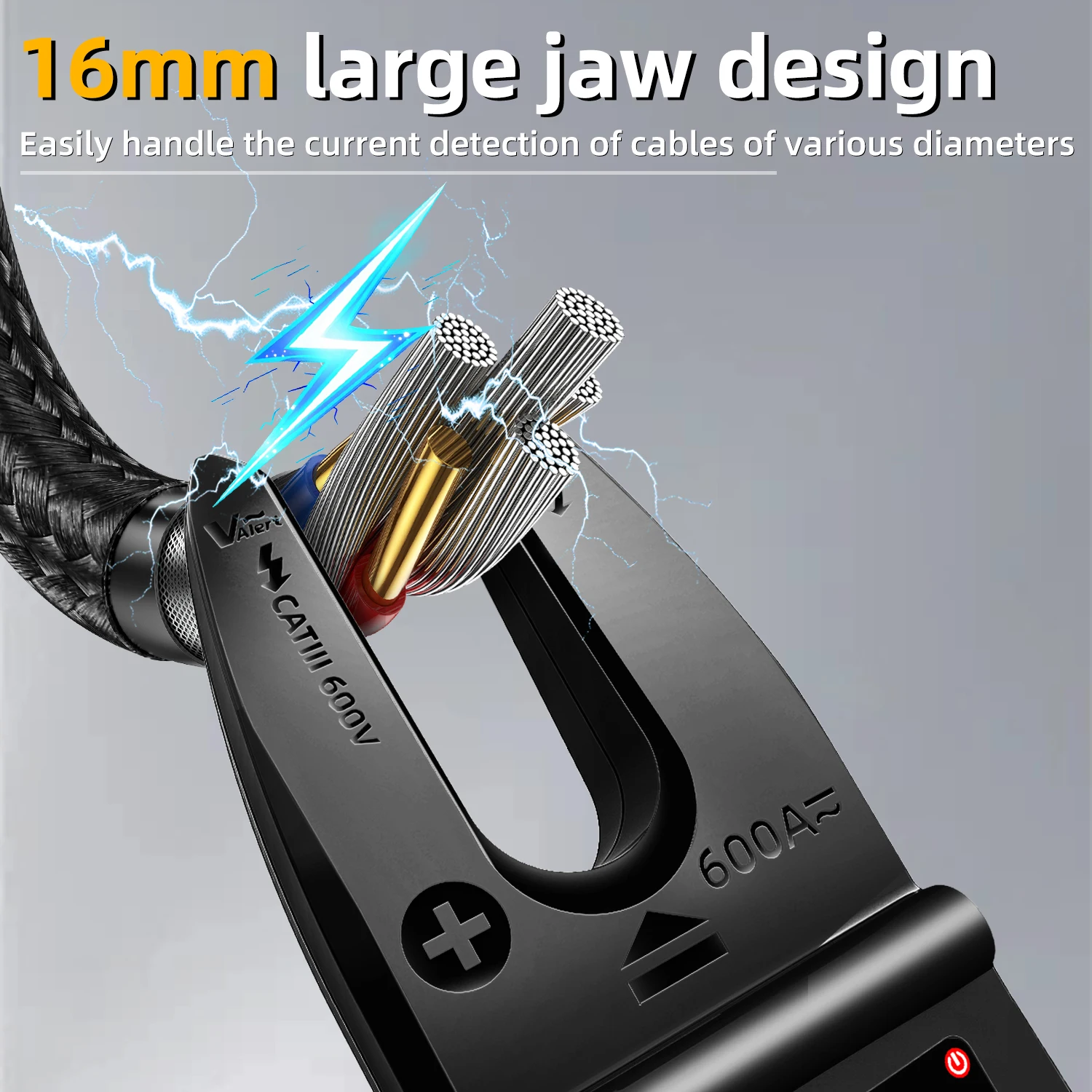 U5 DC AC Zangenamperemeter mit offenem Messbereich 600A Smart TRMS Digitalmultimeter Ampere Kapazität Diode Ohm Hz Durchgangsprüfung V-Alarm Spannungsprüfer