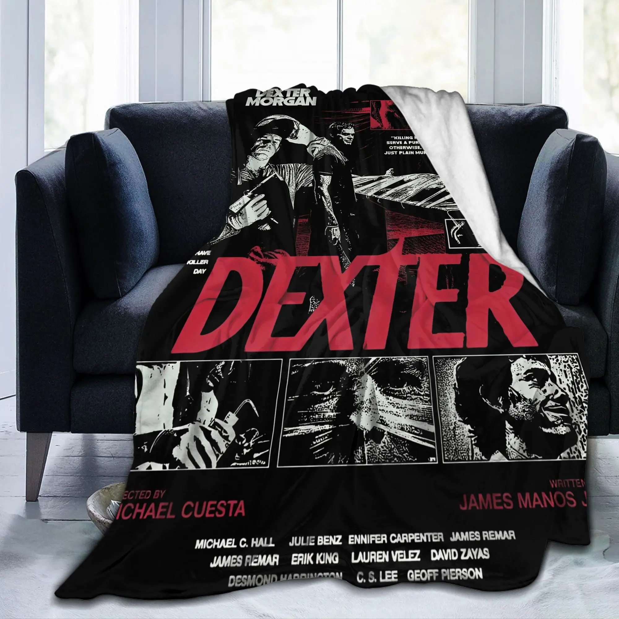 Dexter Morgan TV Show Blanket Cover Flannel Blood Never Lies Lightweight Thin Throw Blankets for Airplane Travel Quilt