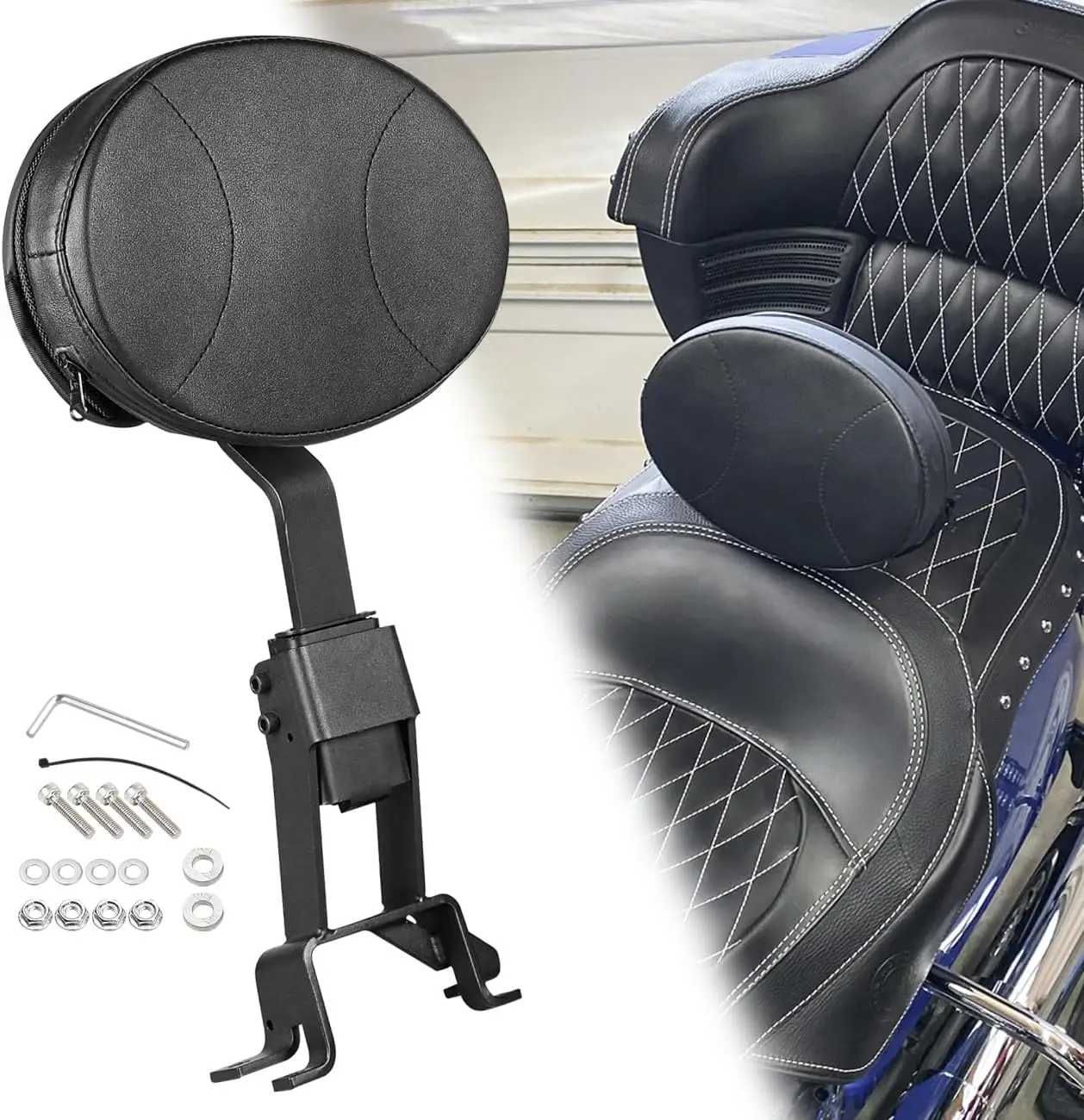 

Передняя сидушка-спинка (сисси-бар) для водителя и пассажира для моделей Chief, Chieftain, Classic, Dark Horse, Roadmaster, Springfield, Vintage 2014-2026