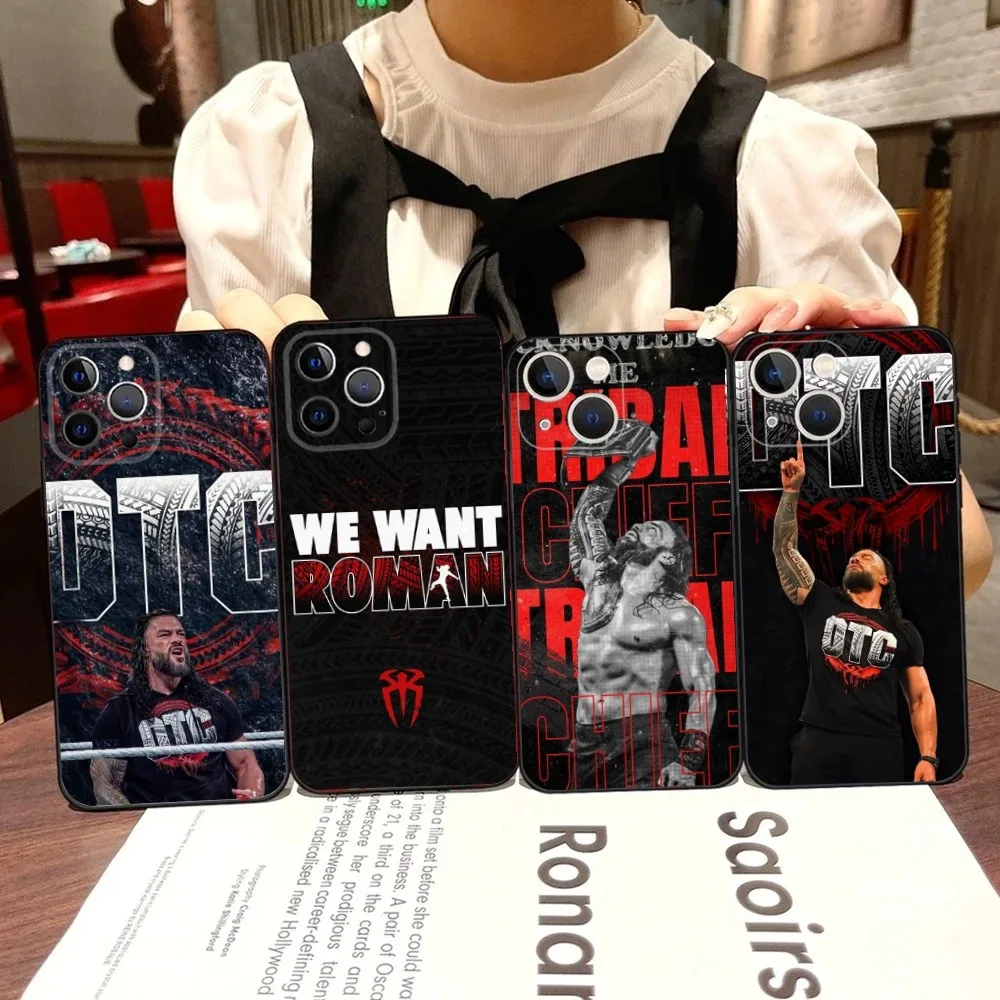 

R-Roman R-Reigns Original tribal chef Phone Case For iPhone 16,15,14,13,12,11,Pro,X,XS,Max,XR,Plus,Mini Black Soft Silicone Case