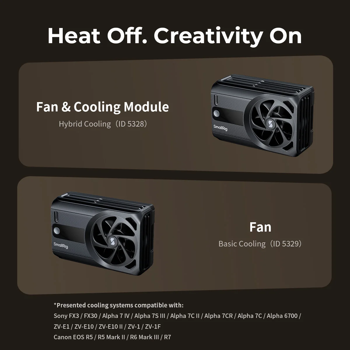 SmallRig TEC 냉각 팬 내장 배터리 캐논 R6 Mark III용 소니 A7 IV/A6700/ZV-E10/FX30용 외부 카메라 냉각 시스템