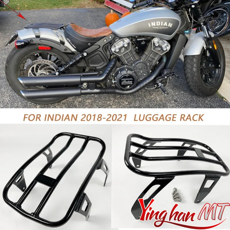 

For Indian Scout Bobber 18-22 Rear Low Profile Luggage Mounting Rack Gloss Black