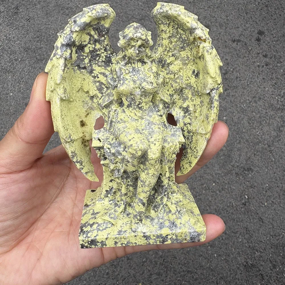 Custom Cauliflower Jade Angel Figurine - Gemstone Winged Goddess Statue Tabletop Decor for Healing and Spiritual Protection