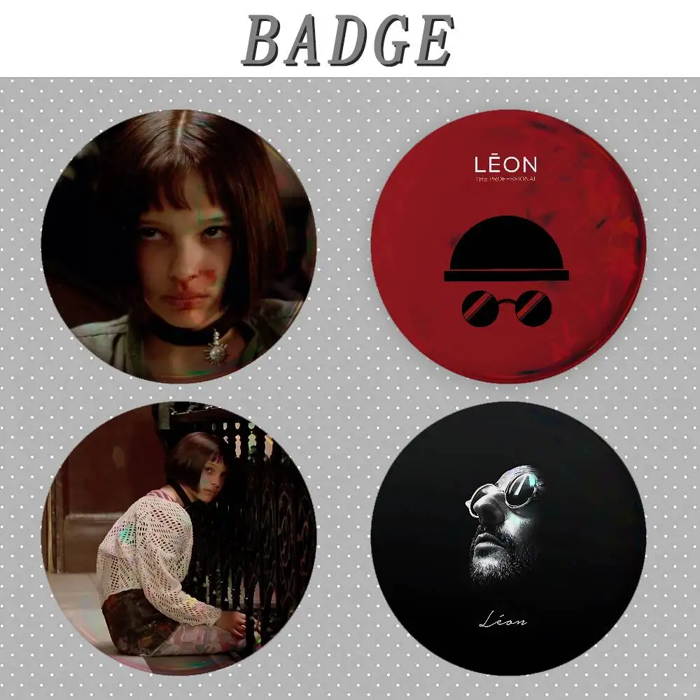 Movie Killer L-Leon And Mathilda Badges Round Brooch Cute Cartoon Idol Cosplay Badges DIY Backpack Clothing Jewelry Pins