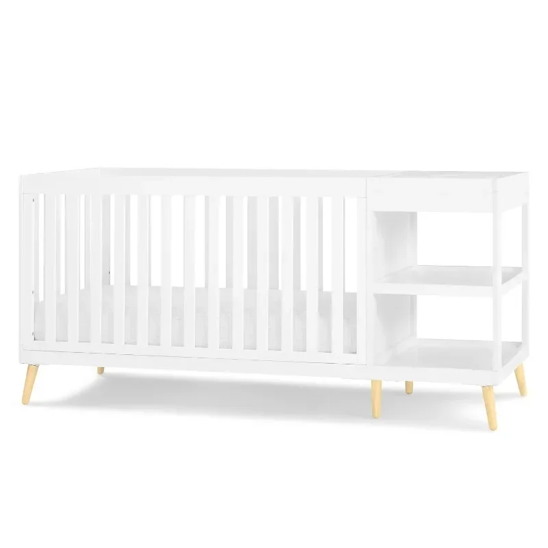 

4-in-1 Convertible Crib and Changer, Bianca White w/Natural