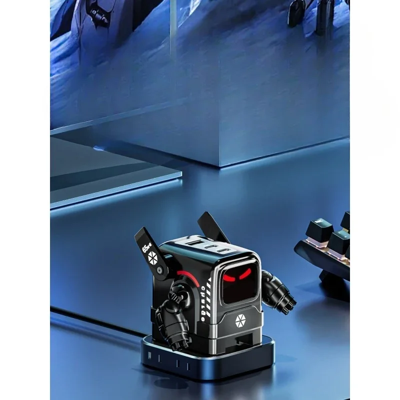 Robot 65W three-port gallium nitride mobile phone charger wireless charging head desktop charging station