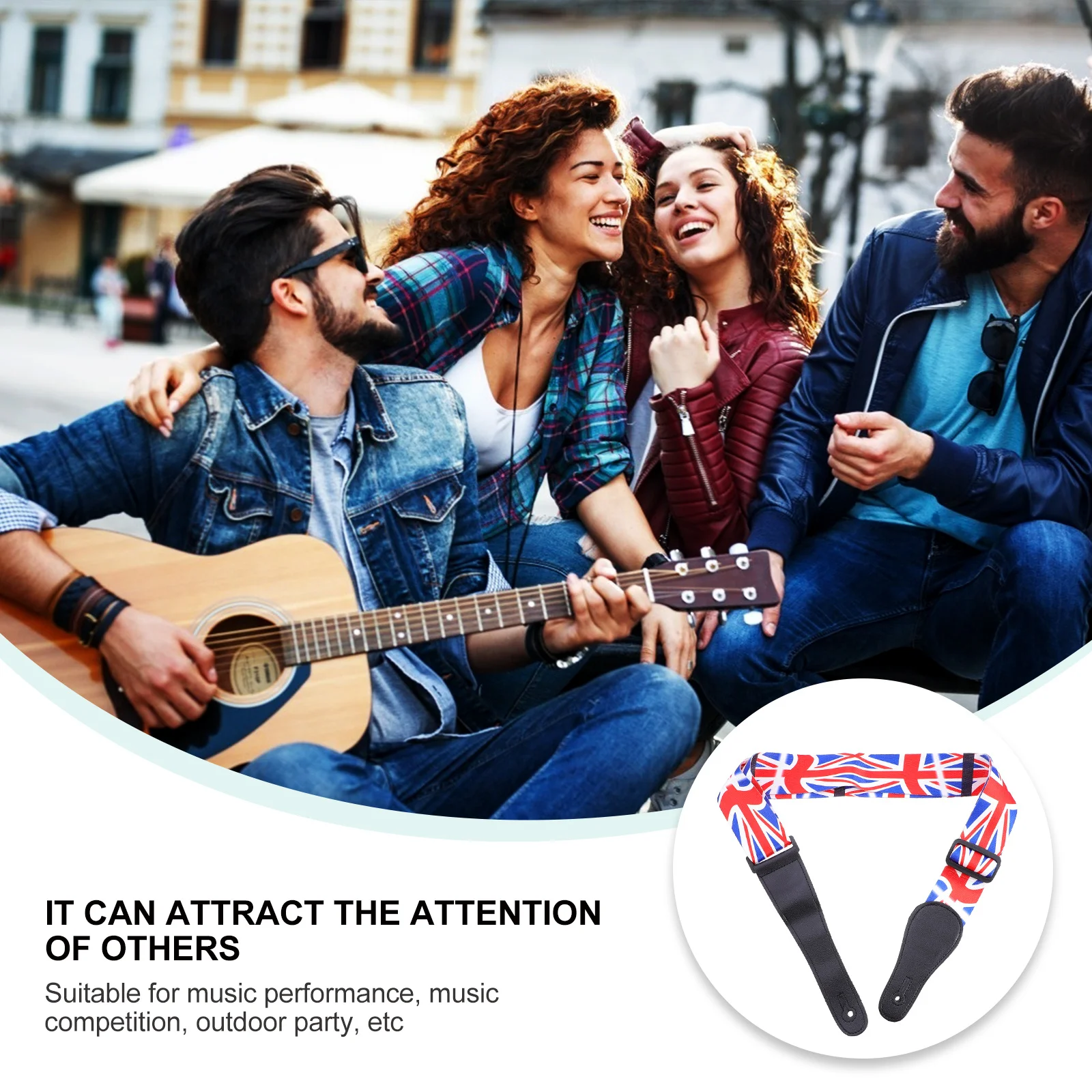 

1Pcs Guitar Strap Thickened Printed Stylish Decorative Rope Music Instrument Accessory for Music Competition Printed Guitar Belt