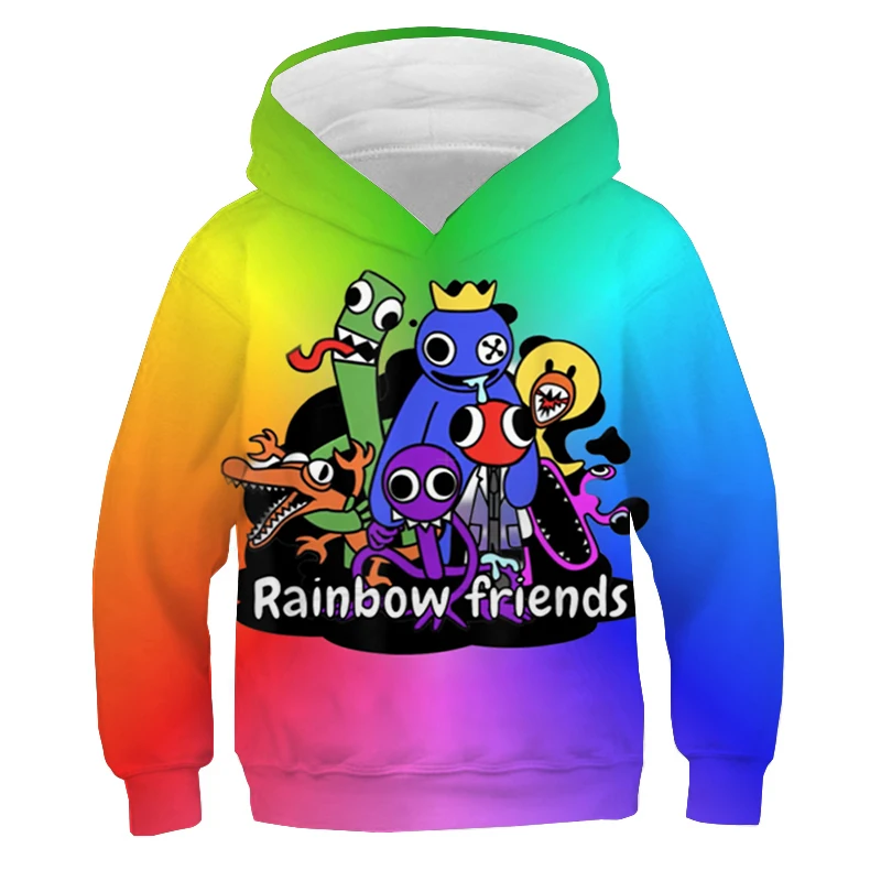 Cartoon Rainbow Printed Hoodies Kids Clothes Friends 3d Print Sweatshirt Boys Girls Hoody Tops Autumn Long Sleeve Pullover Gift