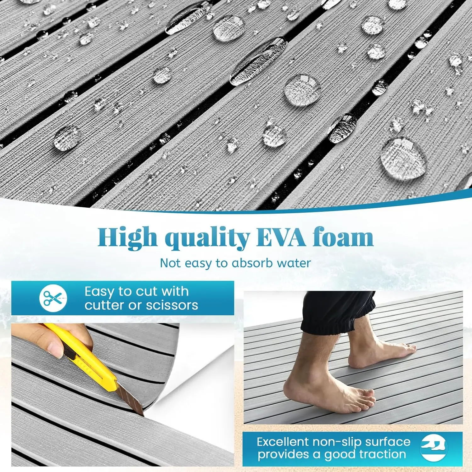 2400*1200mm Boat Flooring Sheet EVA Foam Marine Faux Teak Decking Carpet Mats Non Slip Pontoon Brown Self Adhesive Yacht Pats