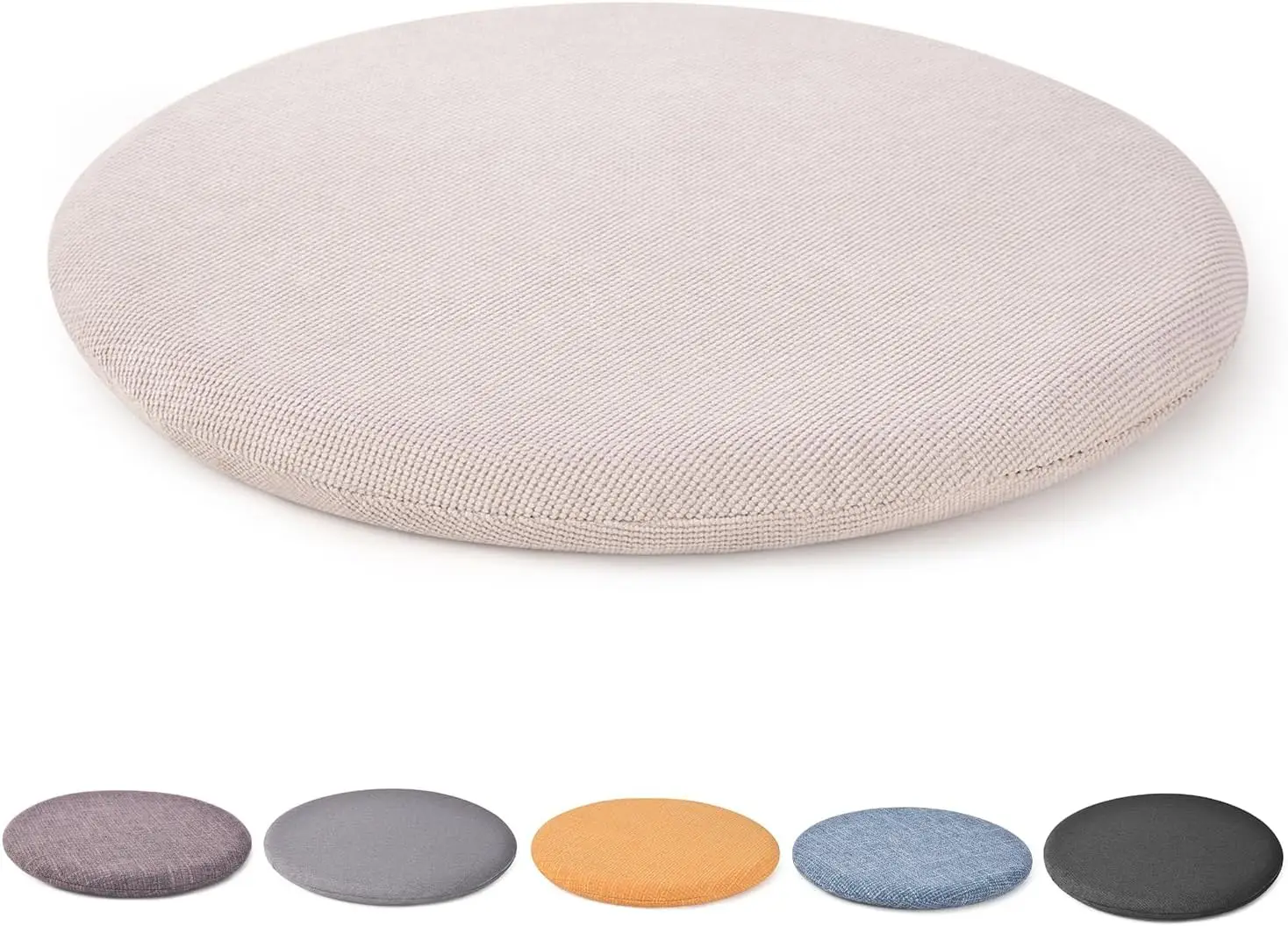 

14"" Memory Foam Chair Cushion, Round Seat Cushion, Circle Stool Cushion With Removable Cover, Kitchen Dining Chair Pad Beige
