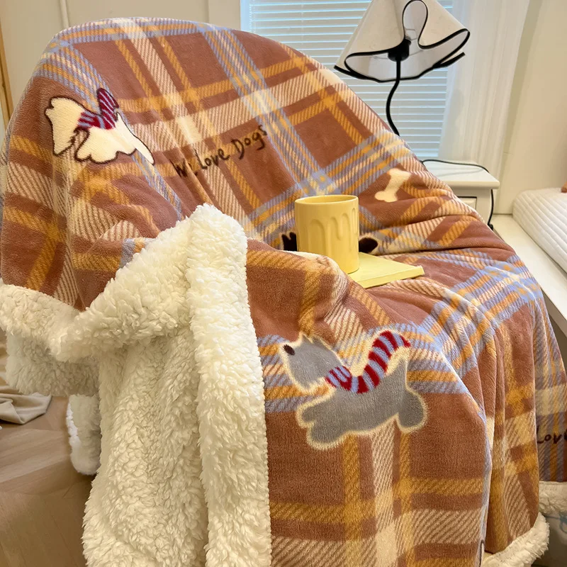 2025 جديد الحليب الضأن الصوف بطانية الكرتون لطيف Ins الرياح الشتاء أريكة بطانية سميكة بطانية مكتب قيلولة بطانية #4