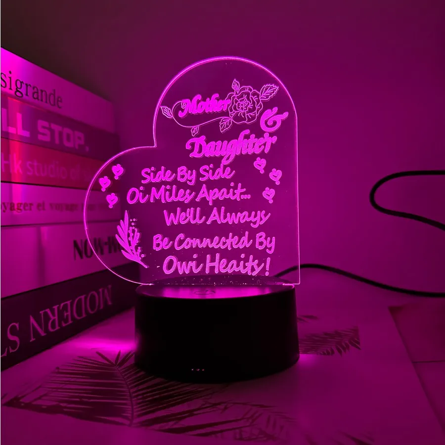 

1 Piece 3D Acrylic LED Night Light, Modern Bedside Lamp, Plastic Base Home Decoration, USB Power Table Lamp