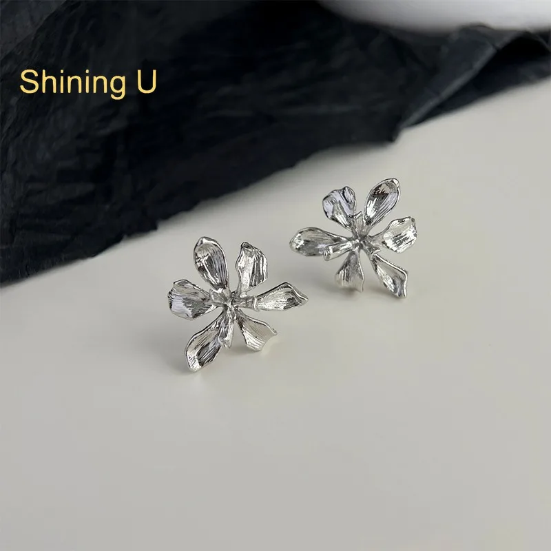 

Shining U Iris Flower Stud Earrings for Women Fashion Jewelry Summer