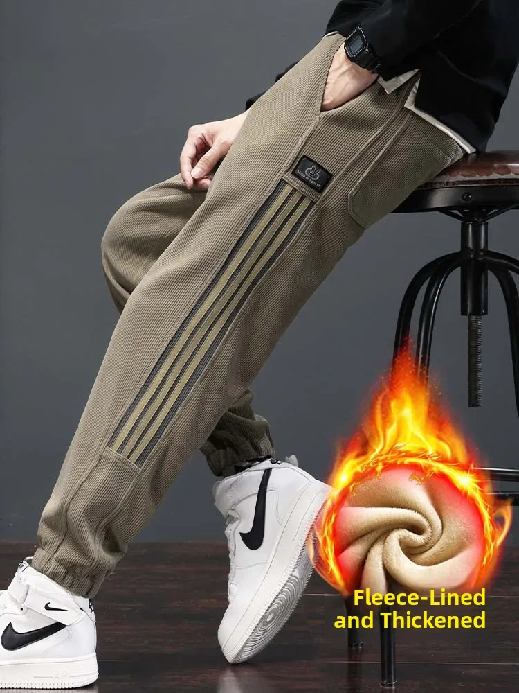 

Harem Pants for Men Thiened Fce Warm Sports Casual Trousers Loose Fit Autumn Winter Faionable Youth Polyester Spandex
