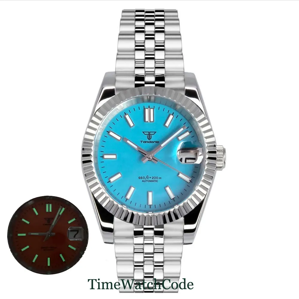 

New Tandorio Automatic Watch for Men Classic NH35A Mechanical Movement Sapphire Crystal Fluted Bezel 36mm or 39mm Relojes