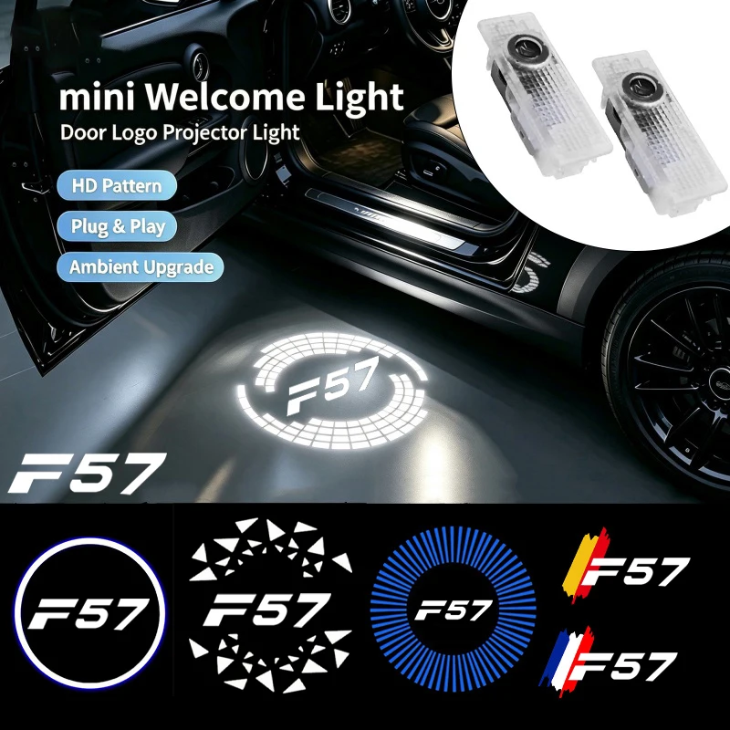 2PCS LED Car Door Welcome Ghost Shadow Courtesy Projector Badge Lamp Decor for Mini Cooper JCW F57 2015‑NOW Auto Accessories