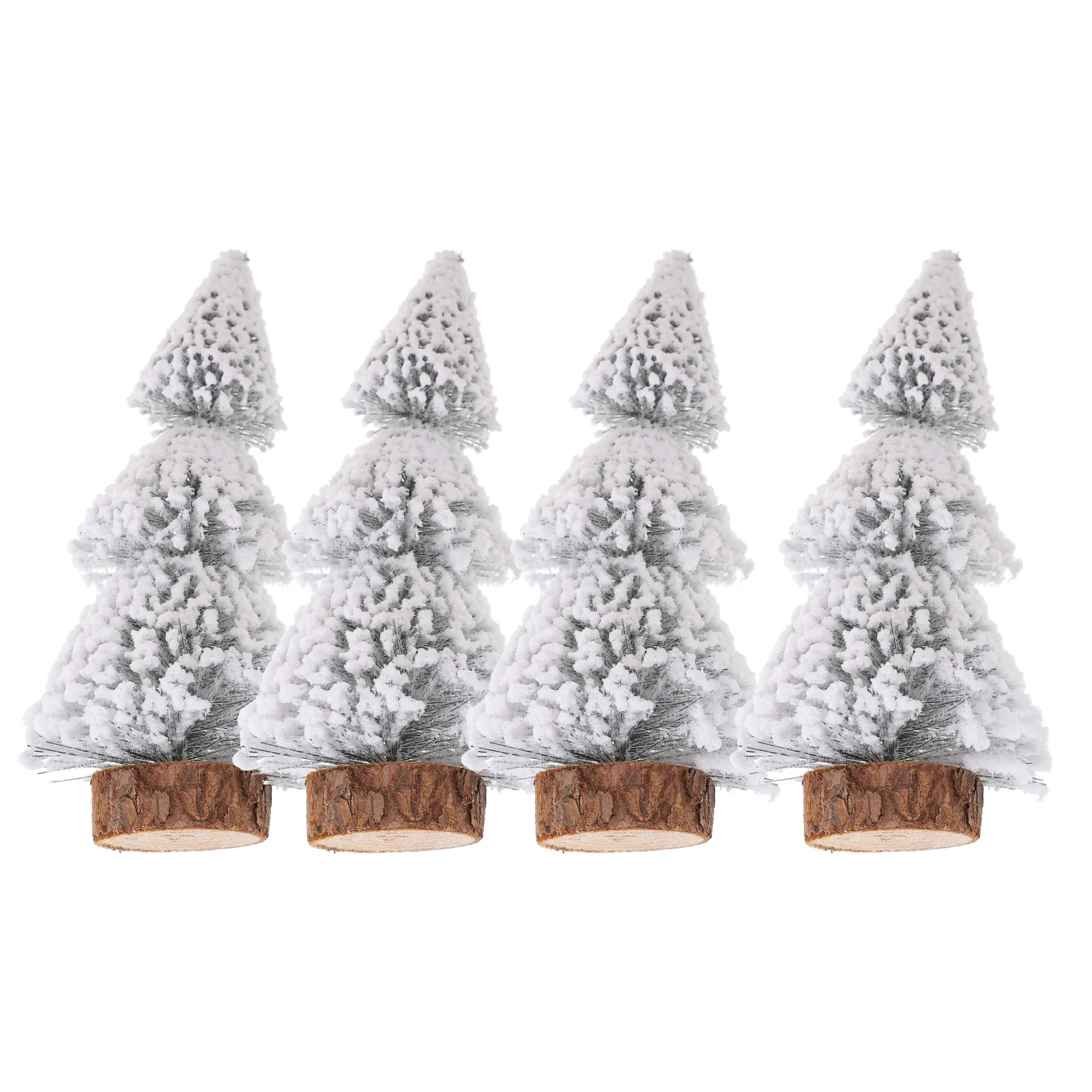 4 Pcs Christmas Tree Ornaments Decorations Mini Pine Needle Tower Flocked Cedar Snow Coated Trees Tabletop The Pet